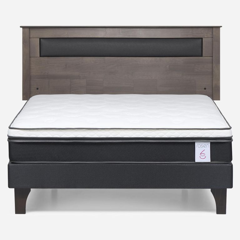 Cama Europea New Style 6 2 Plazas x 2.00 mt Base Normal + Respaldo