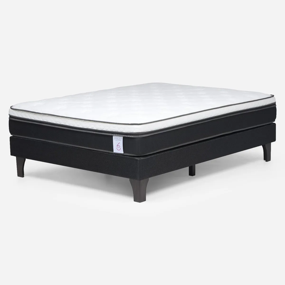 ROSEN - Cama Europea New Style 6 2 Plazas x 2.00 mt Base Normal + Respaldo Rosen