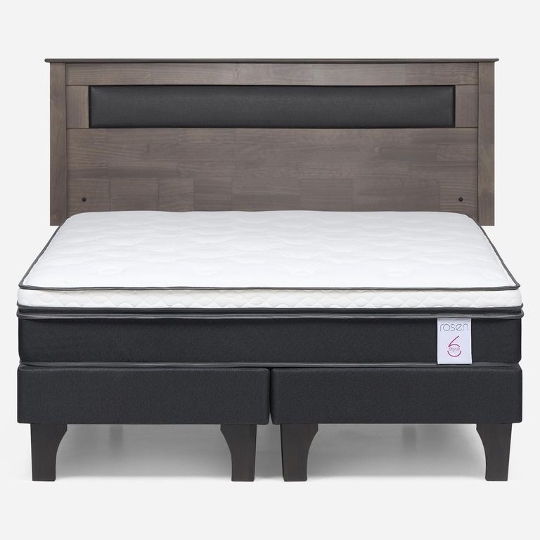 Cama Europea New Style 6 2 Plazas x 2.00 mt Base Dividida + Respaldo
