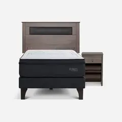 ROSEN - Cama Europea Tempo 1.5 Plaza Ferrara G + Respaldo + 1 Velador