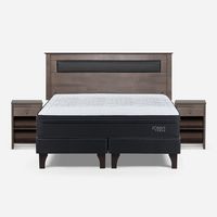 Cama Europeas Tempo 2 Plazas + Respaldo + 2 Veladores