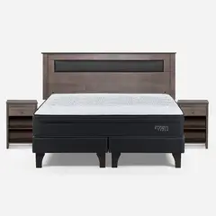ROSEN - Cama Europea Tempo King Ferrara G + Respaldo + 2 Veladores