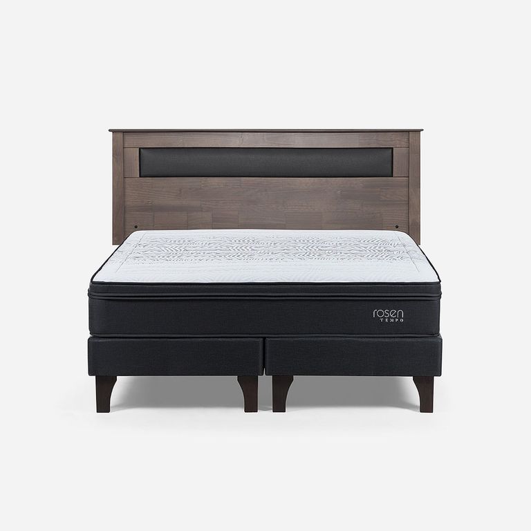 Cama Europea Tempo 2 Plazas x 2.00mt Base Dividida + Respaldo