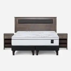 ROSEN - Cama Europea Art 4 2 Plazas + Respaldo + 2 Veladores