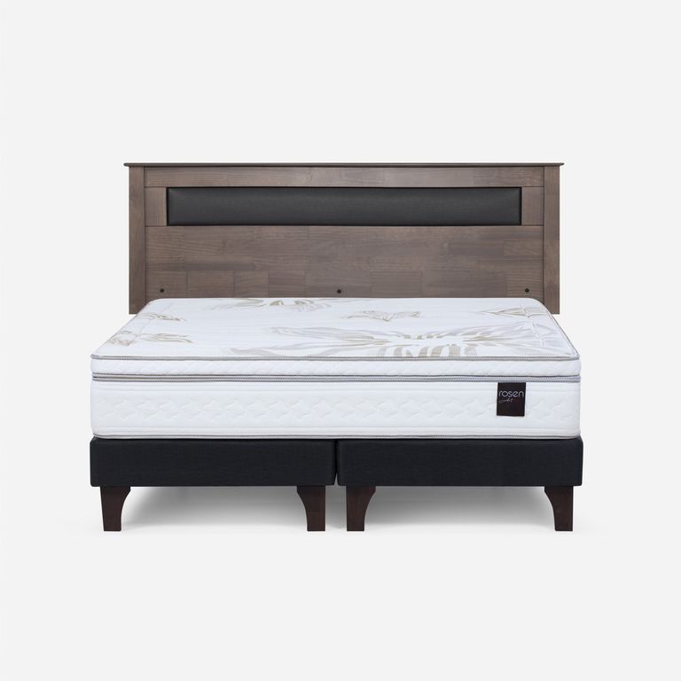 Cama Europea Art 4 King x 2.00mt Base Dividida + Respaldo