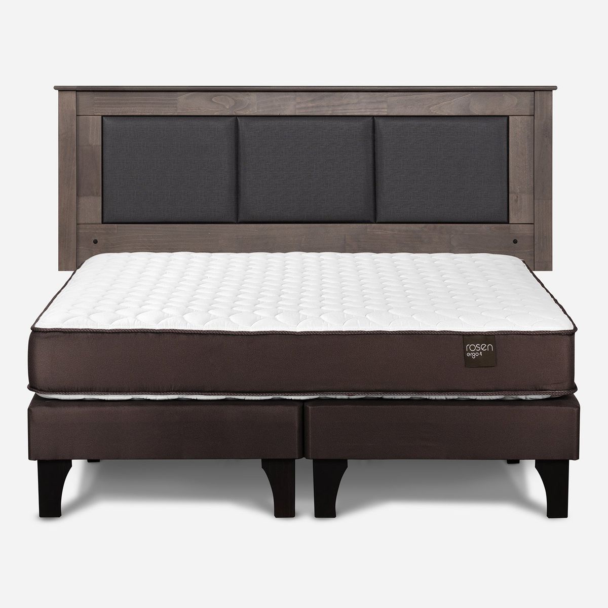 ROSEN - Cama Europea New Ergo T 2 Plazas x 2.00 mt Base Dividida + Respaldo Rosen