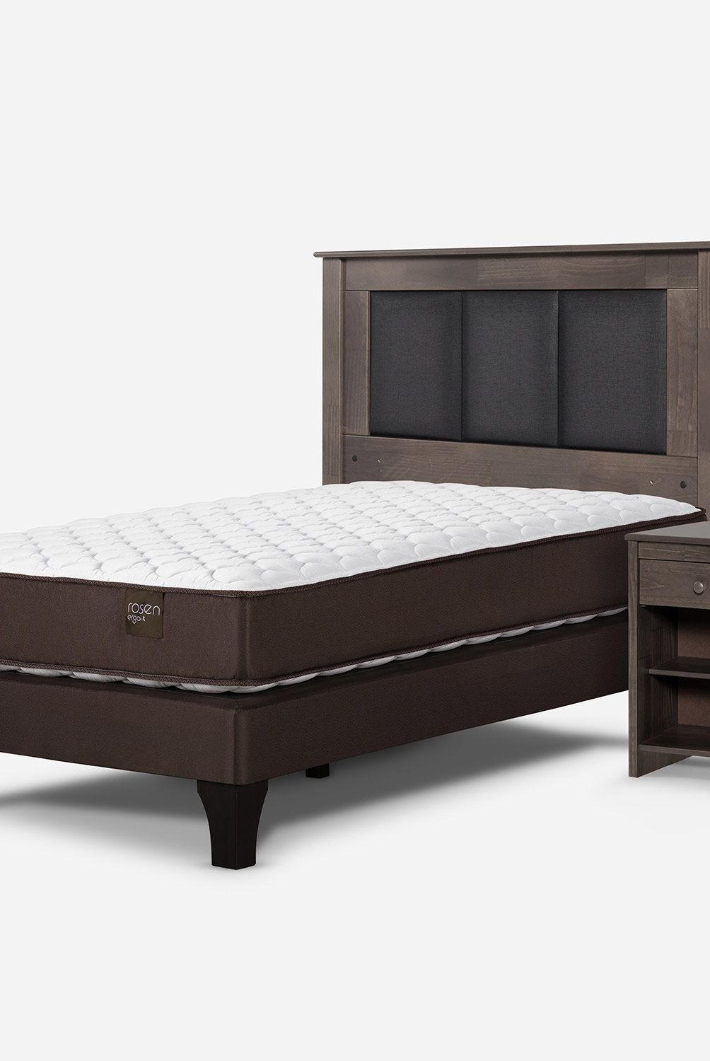 ROSEN - Cama Europea Ergo T 1.5 Plazas + Respaldo + Velador Rosen