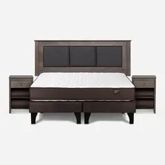 ROSEN - Cama Europea Ergo T 2 Plazas + Respaldo + 2 Veladores