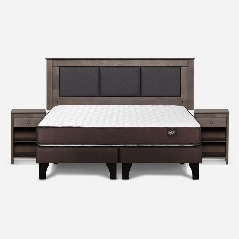 ROSEN - Cama Europea Ergo T King + Respaldo + 2 Veladores Rosen