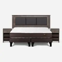 ROSEN - Cama Europea Ergo T King + Respaldo + 2 Veladores