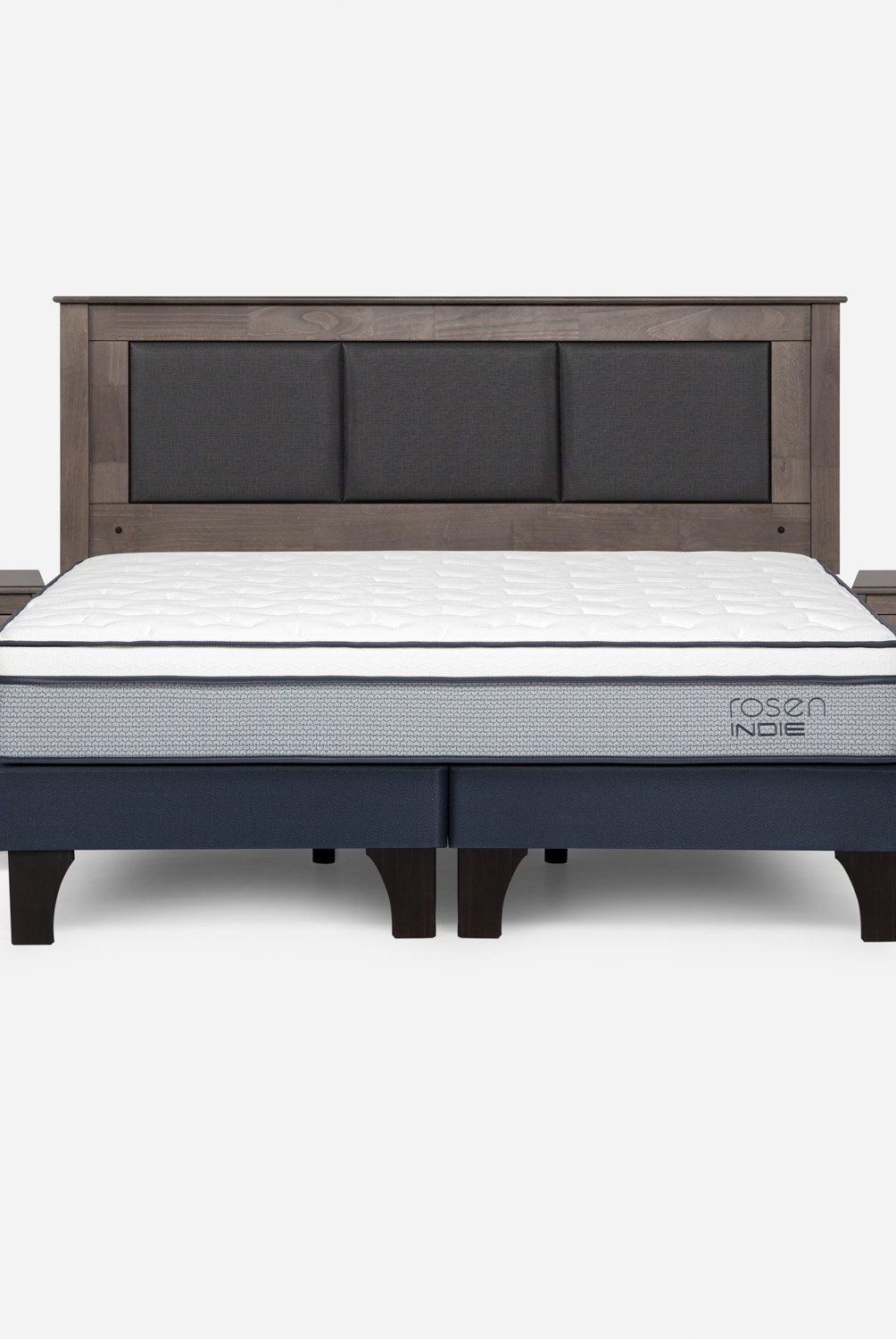ROSEN - Cama Europea Indie King + Respaldo + 2 Veladores Rosen