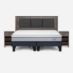 ROSEN - Cama Europea Indie King + Respaldo + 2 Veladores