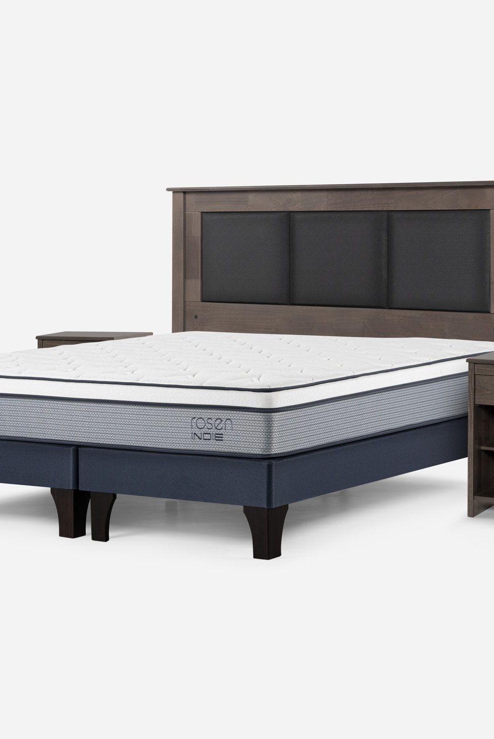 ROSEN - Cama Europea Indie King + Respaldo + 2 Veladores Rosen