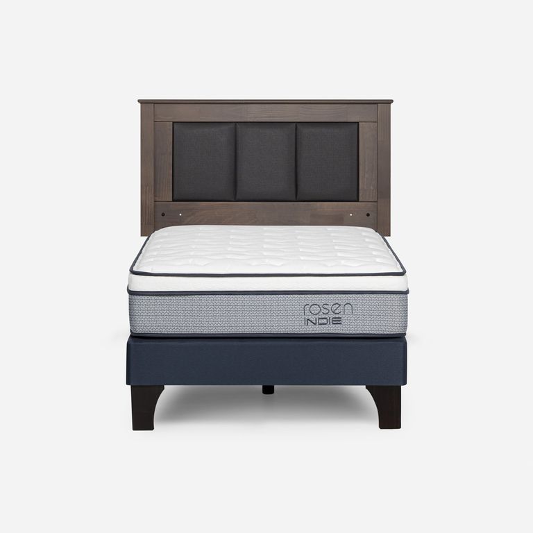 ROSEN Cama Europea Indie 1 Plaza x 2.00 mt + Respaldo