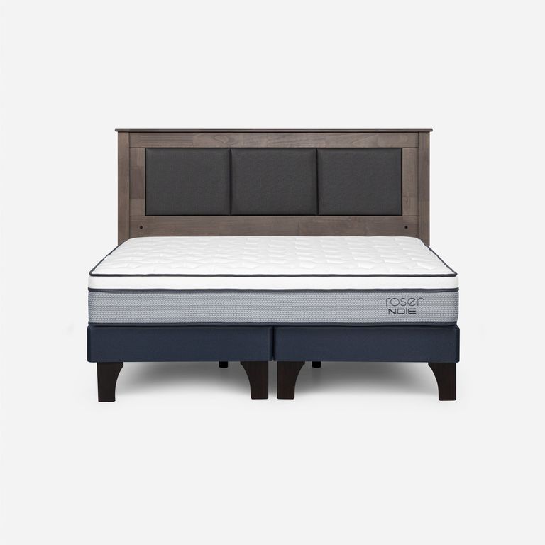 Cama Europea Indie 2 Plazas x 2.00 mt Base Dividida + Respaldo