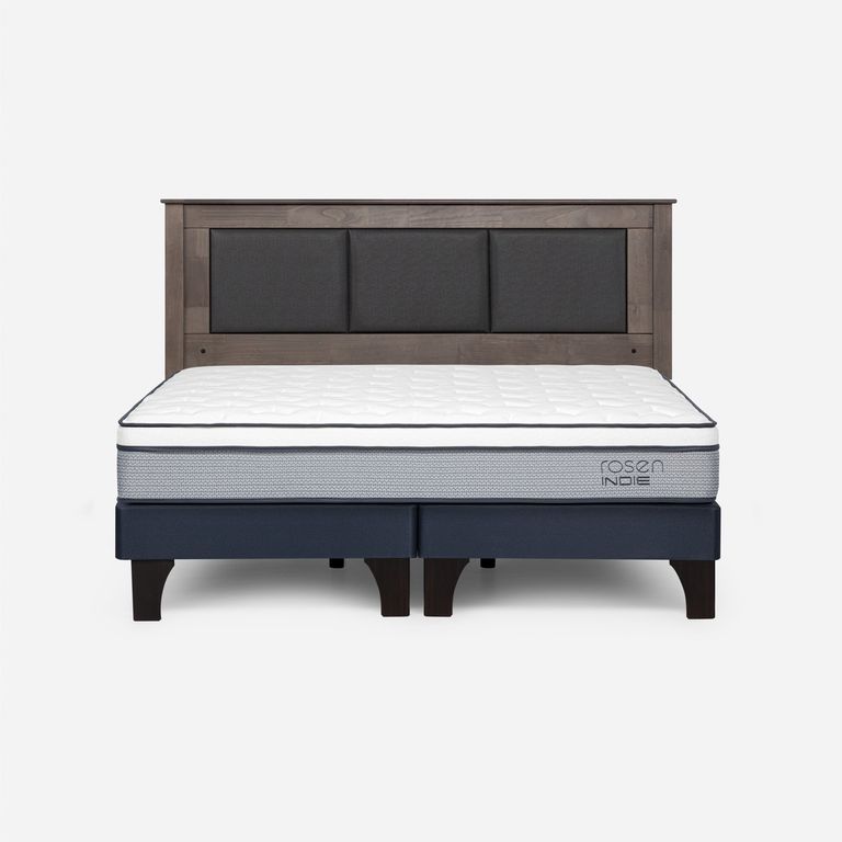 ROSEN Cama Europea Indie King x 2.00 mt Base Dividida + Respaldo