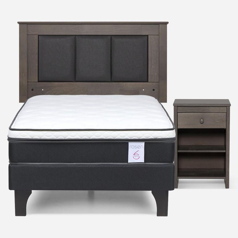 Cama Europea New Style 6 1 Plaza x 2.00 mt + Respaldo + 1 Velador
