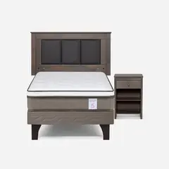 ROSEN - Cama Europea New Style 6 1.5 Plazas + Respaldo + Velador