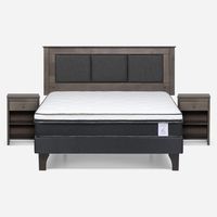 Cama Europea New Style 6 2 Plazas + Respaldo + 2 Veladores
