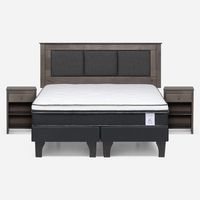 Cama Europea New Style 6 2 Plazas + Respaldo + 2 Veladores