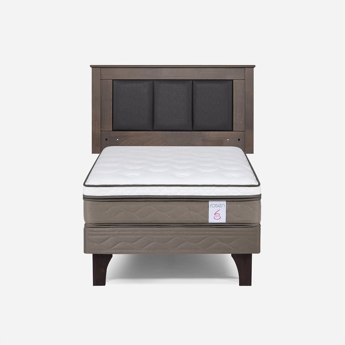 ROSEN - Cama Europea New Style 6 1.5 Plazas + Respaldo Rosen