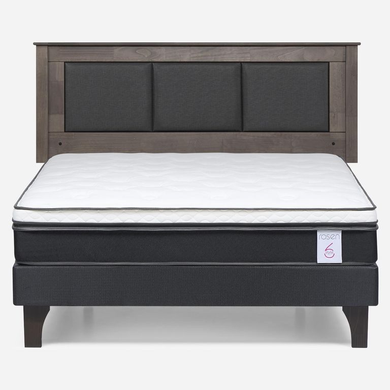 ROSEN Cama Europea New Style 6 2 Plazas x 2.00 mt Base Normal + Respaldo