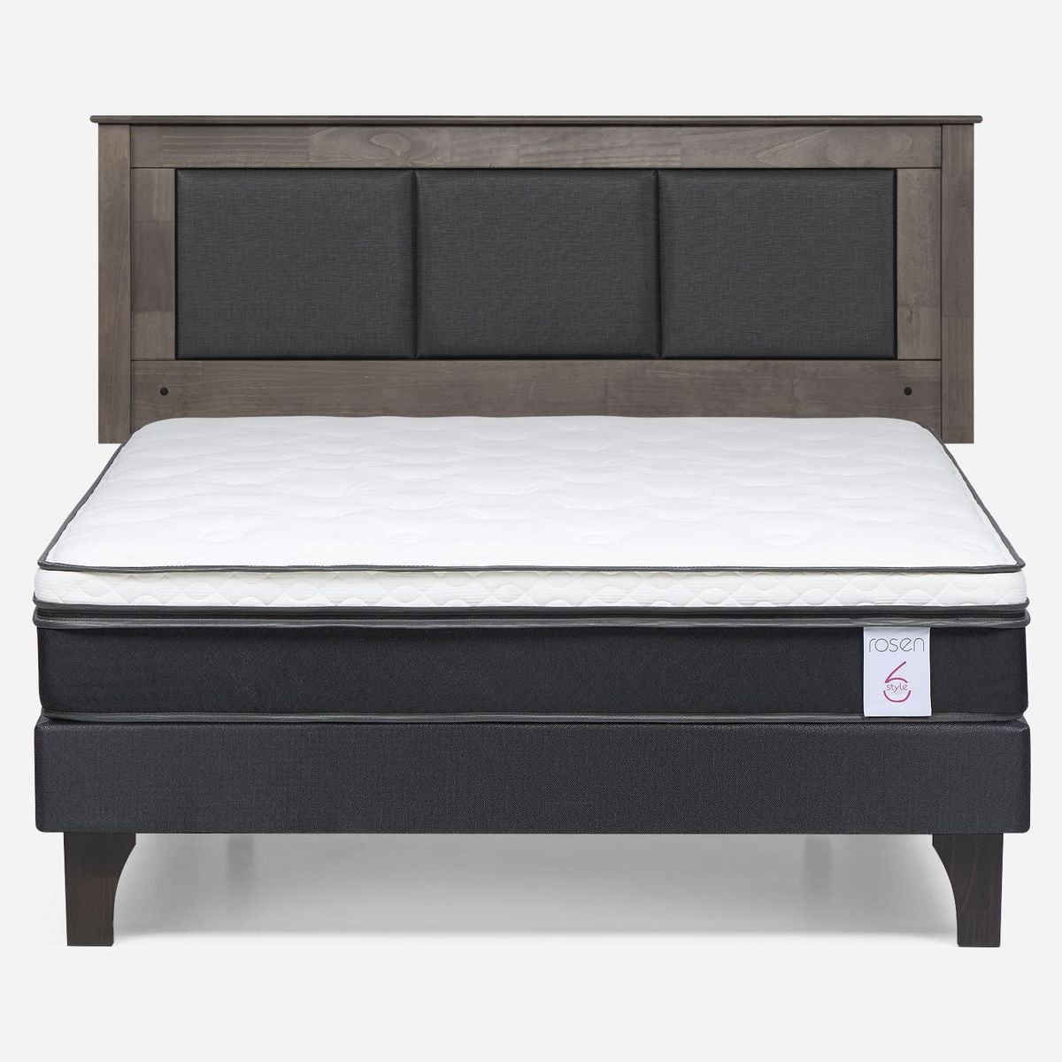ROSEN - Cama Europea New Style 6 2 Plazas x 2.00 mt Base Normal + Respaldo Rosen