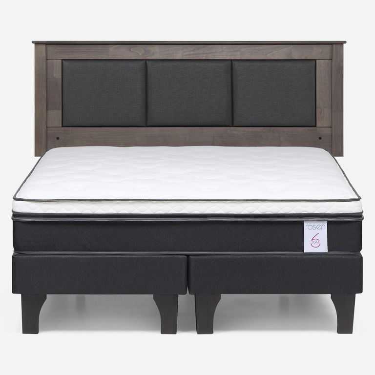 Cama Europea New Style 6 2 Plazas x 2.00 mt Base Dividida + Respaldo