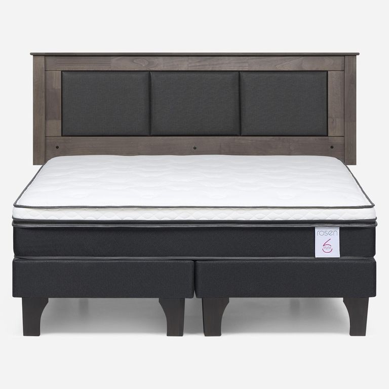 ROSEN Cama Europea New Style 6 King x 2.00 mt Base Dividida + Respaldo