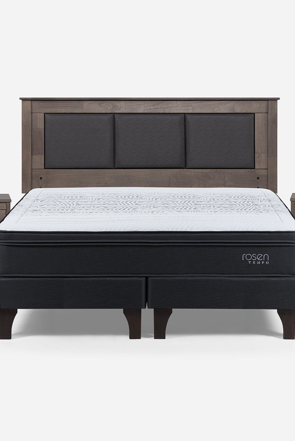 ROSEN - Cama Europea Tempo King Rachel G + Respaldo + 2 Veladores Rosen