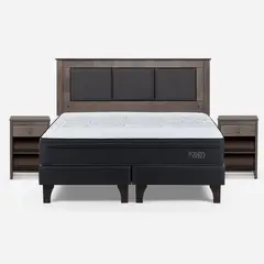 ROSEN - Cama Europea Tempo King Rachel G + Respaldo + 2 Veladores