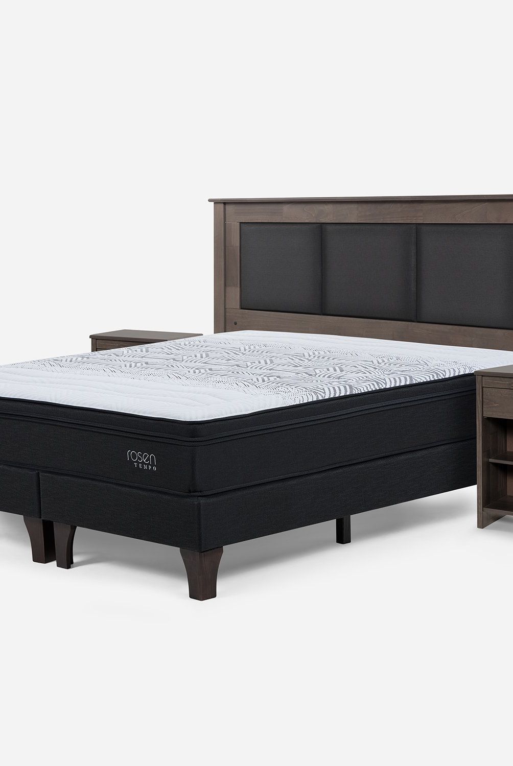 ROSEN - Cama Europea Tempo King Rachel G + Respaldo + 2 Veladores Rosen