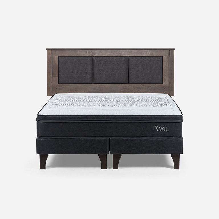 Cama Europea Tempo 2 Plazas x 2.00mt Base Dividida + Respaldo
