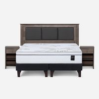 Cama Europea Art 4 2 Plazas + Respaldo + 2 Veladores