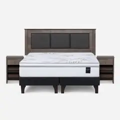 ROSEN - Cama Europea Art 4 2 Plazas + Respaldo + 2 Veladores