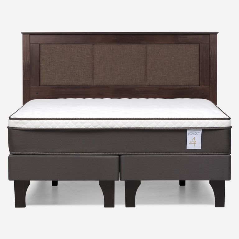 Cama Europea New Style 4 Plus Plus 2 Plazas x 2.00 mt Base Dividida + Respaldo