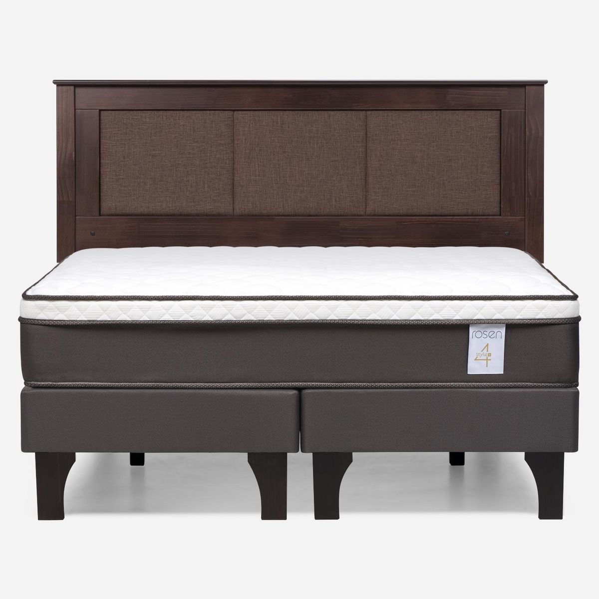 ROSEN - Cama Europea New Style 4 Plus 2 Plazas x 2.00 mt Base Dividida + Respaldo Rosen