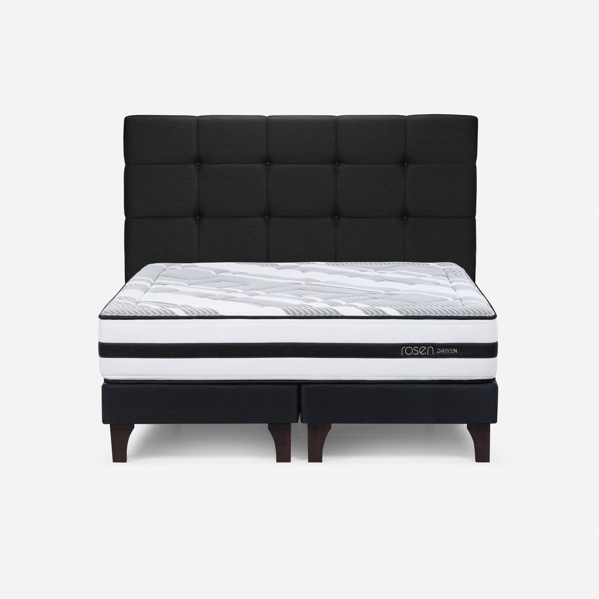 ROSEN - Cama Europea Driven 2 Plazas x 2.00mt Base Dividida + Respaldo Rosen