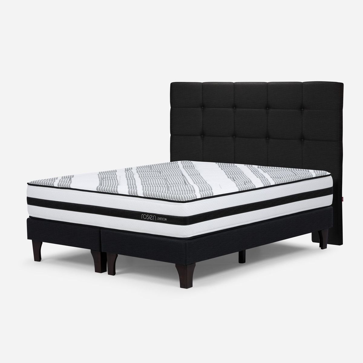 ROSEN - Cama Europea Driven 2 Plazas x 2.00mt Base Dividida + Respaldo Rosen