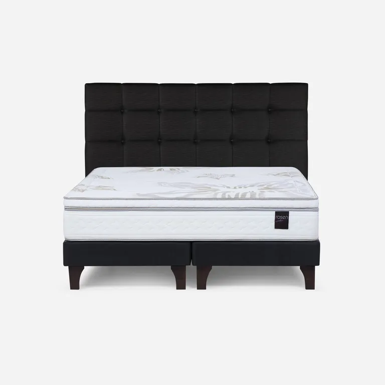 Cama Europea Art 4 King x 2.00mt Base Dividida + Respaldo