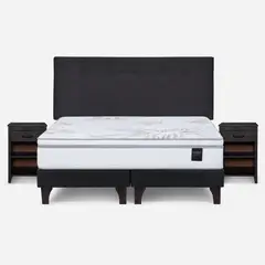 ROSEN - Cama Europea Art 4 2 Plaza Bd N Bennet G + Respaldo + 2 Veladores