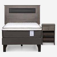 Cama Europea New Style 4 P 1.5 Plazas + Respaldo + Velador