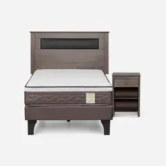 ROSEN - Cama Europea New Style 4 P 1.5 Plazas + Respaldo + Velador