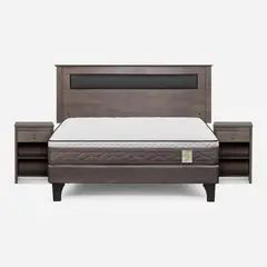 ROSEN - Cama Europea New Style 4 P 2 Plazas + Respaldo + 2 Veladores