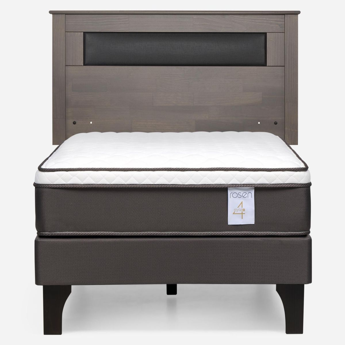 ROSEN - Cama Europea New Style 4 Plus 1.5 Plazas x 2.00 mt  + Respaldo Rosen