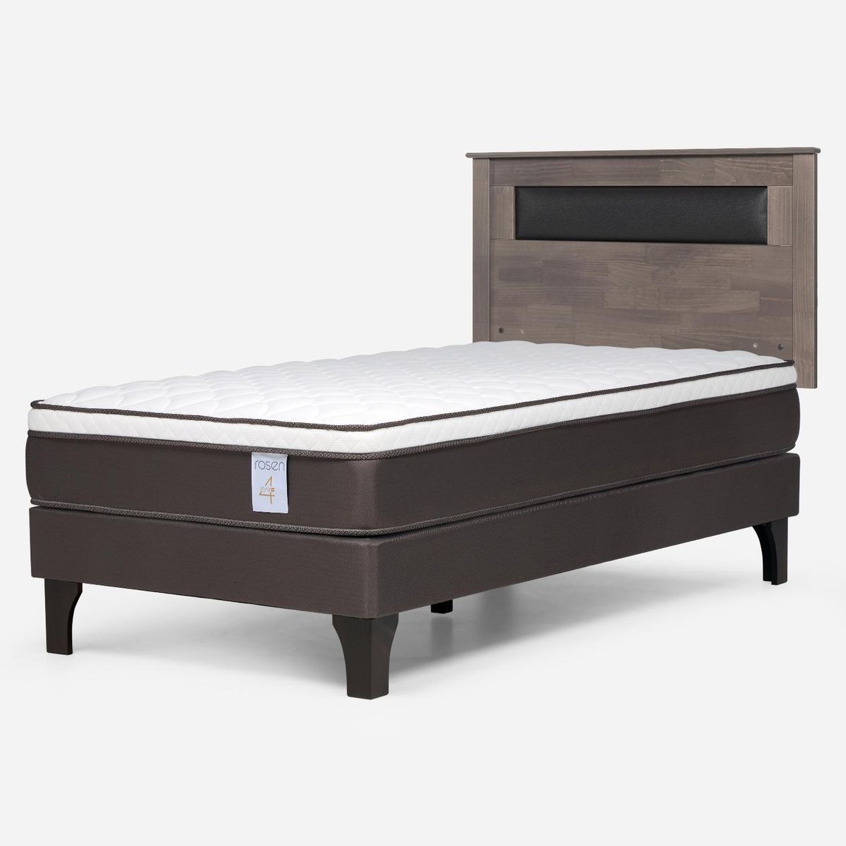 ROSEN - Cama Europea New Style 4 Plus 1.5 Plazas x 2.00 mt  + Respaldo Rosen