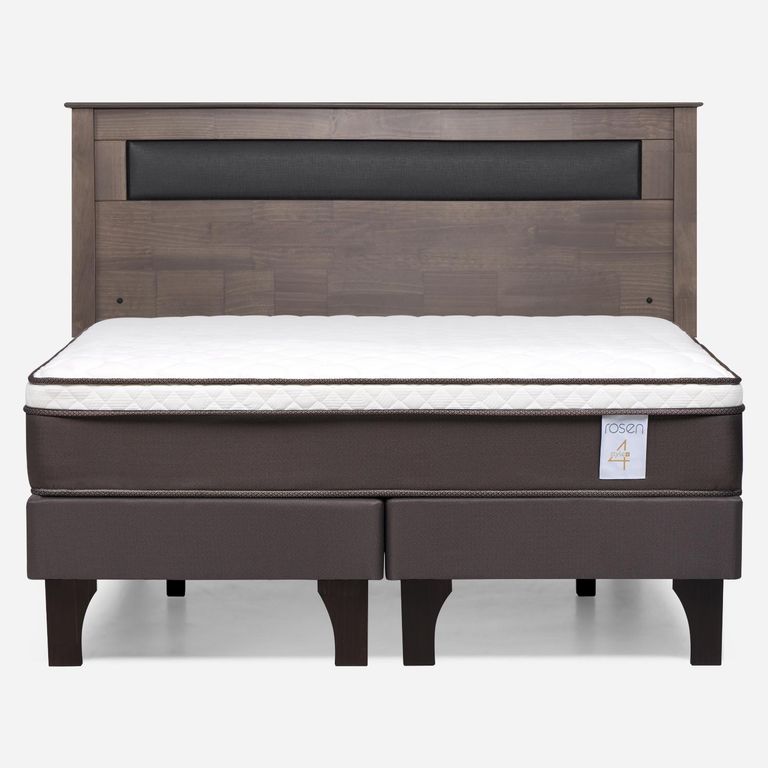 Cama Europea New Style 4 Plus Plus 2 Plazas x 2.00 mt Base Dividida + Respaldo
