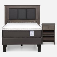 Cama Europea New Style 4 P 1.5 Plazas + Respaldo + Velador