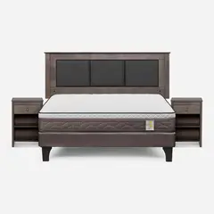 ROSEN - Cama Europea New Style 4 P 2 Plazas + Respaldo + 2 Veladores