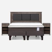 Cama Europea New Style 4 P 2 Plazas + Respaldo + 2 Veladores